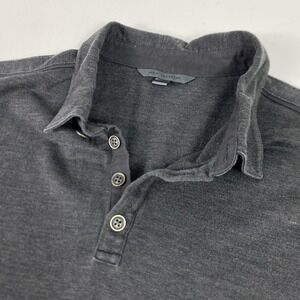 John Varvatos Polo Shirt Mens Medium Gray Silk Cotton Casual Short Sleeve